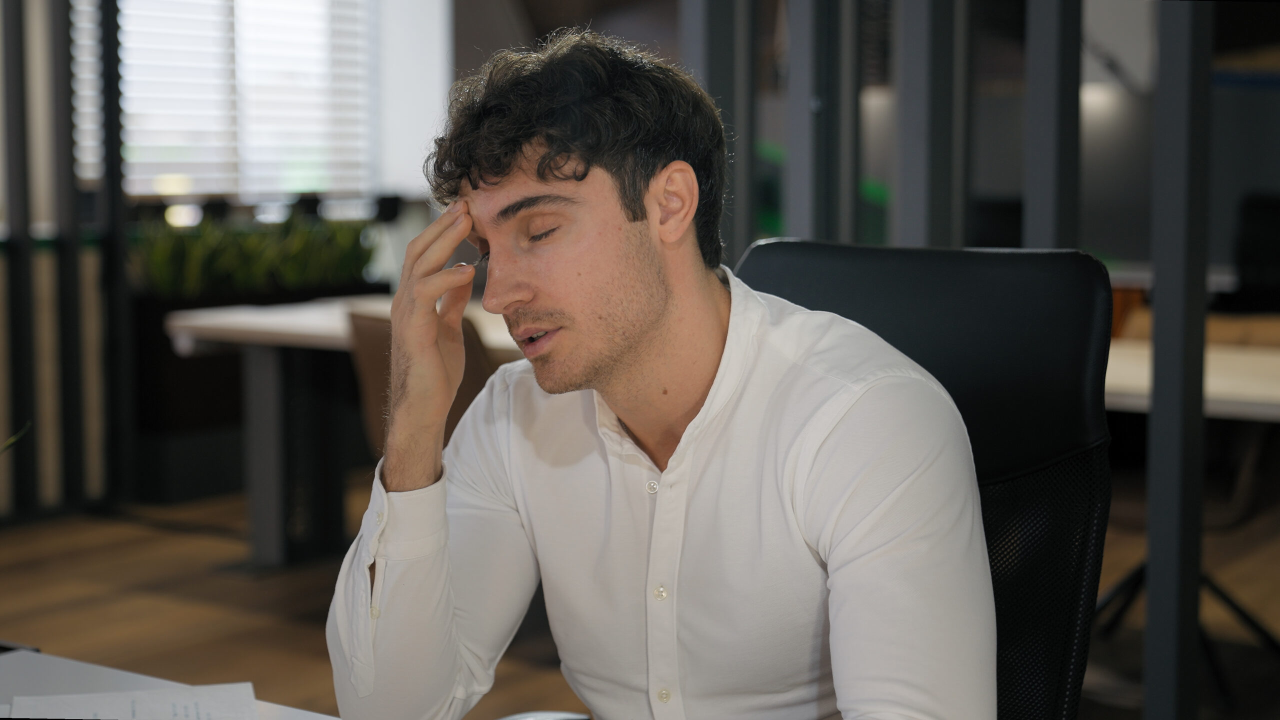 A stressed full-time job employee.